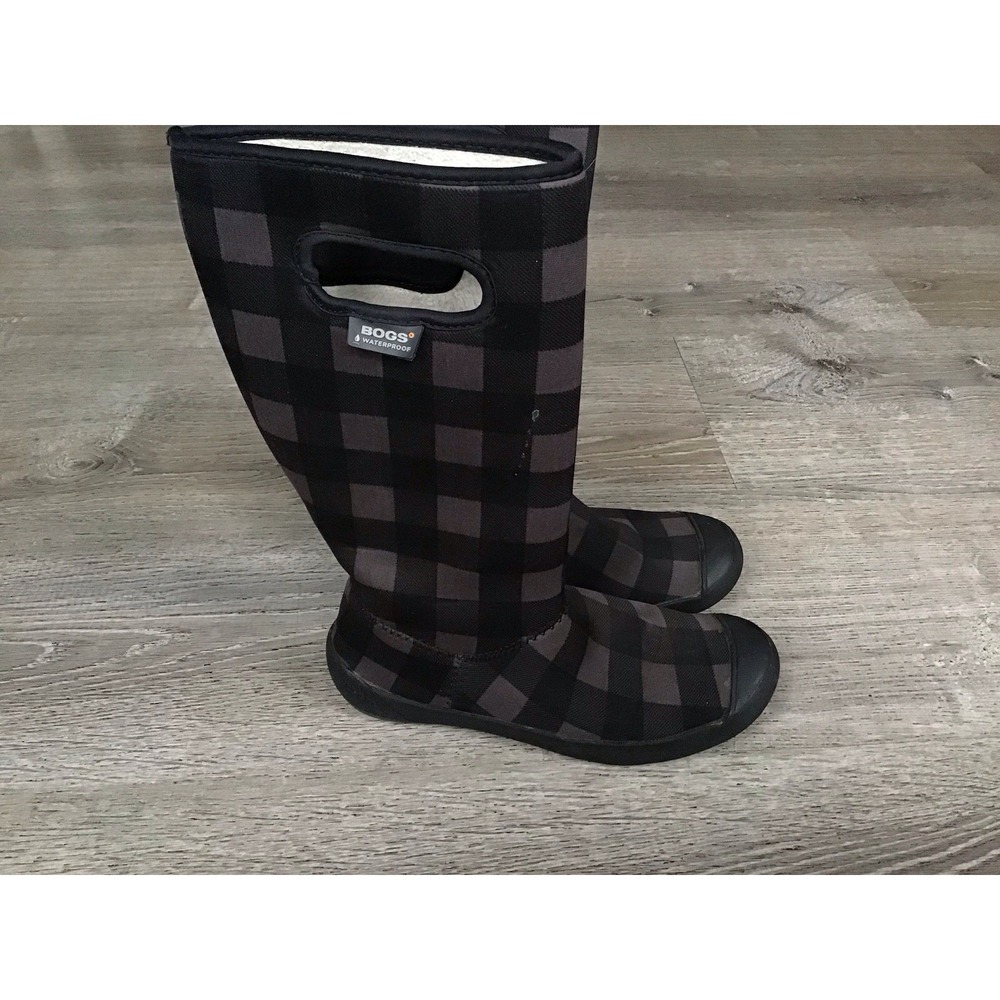 Bogs Summit Buffalo Womens Size 6 Light Weight Waterproof Boots Black Grey Plaid